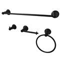 Kingston Brass BAHK192478MB 4-Piece Bathroom Accessory Set, Matte Black BAHK192478MB